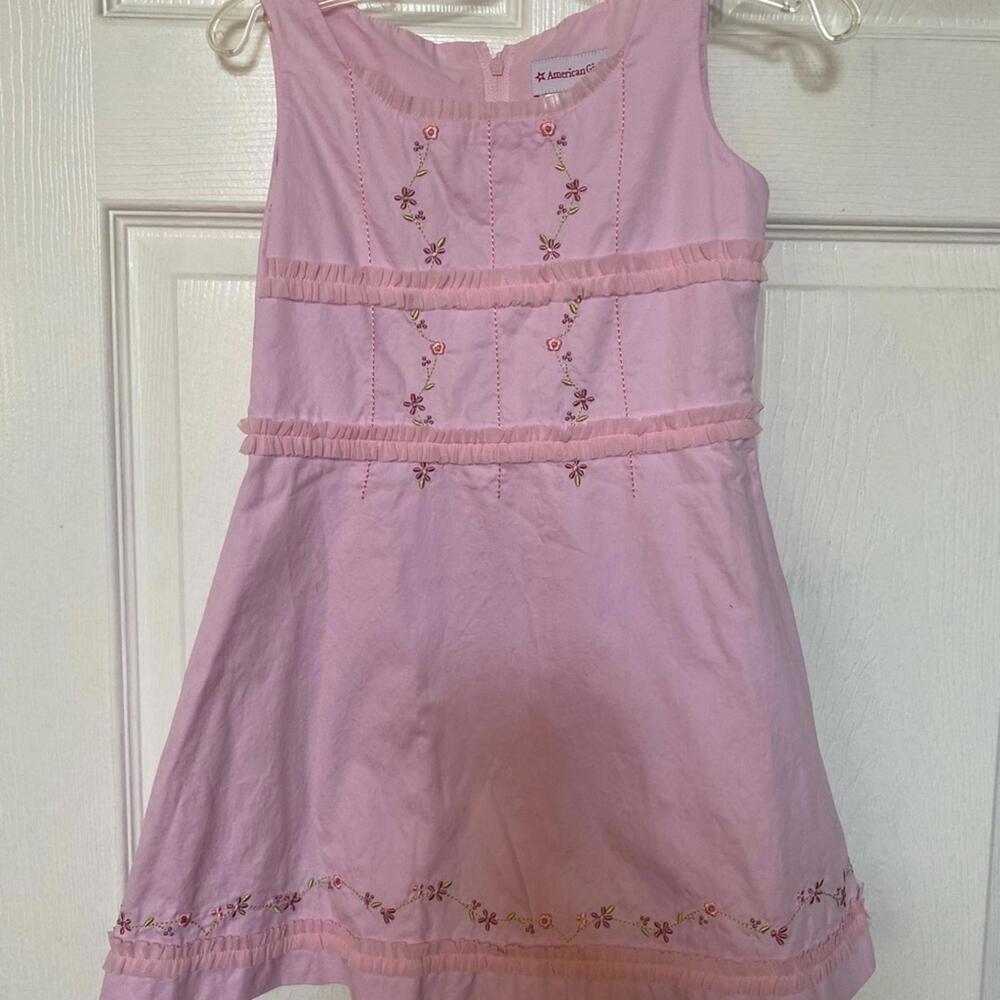 American Girl Pink Embroidered Sleeveless Sundress